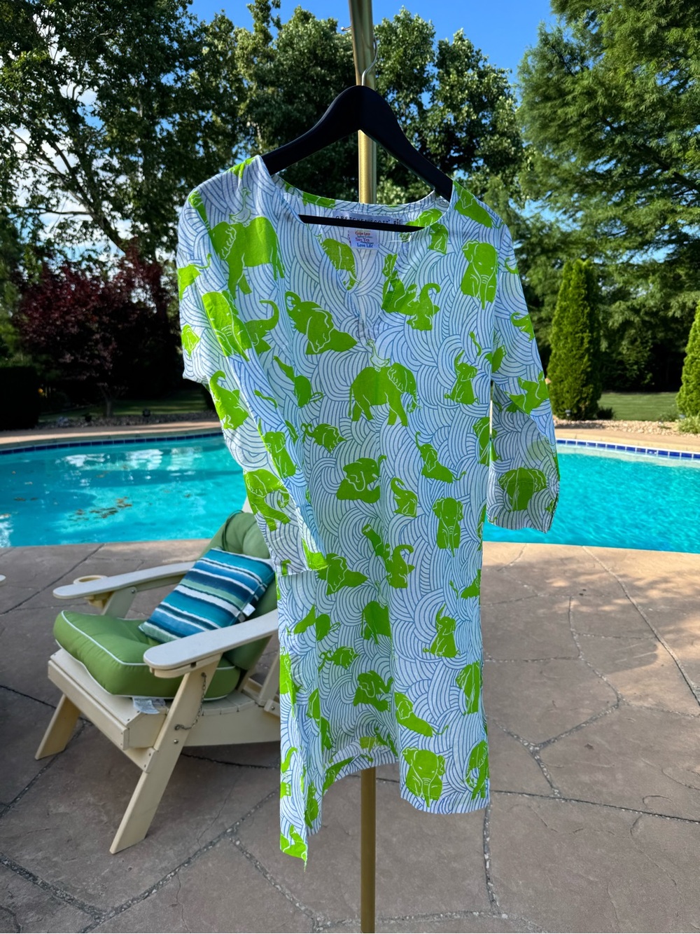 Gretchen Scott Designs Lime Green & White Elephant Print Mini Dress XS - Picture 2 of 8